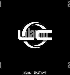Lettre du logo LC Monogram avec forme simple et modèle de forme arrondie circulaire isolé sur fond noir Illustration de Vecteur