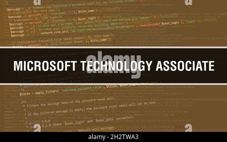 Microsoft Technology Associate concept avec des parties aléatoires du code de programme.Microsoft Technology Associate texte écrit sur le code de programmation résumé tech Banque D'Images