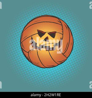 halloween potiron visage volley-ball, article de sport Illustration de Vecteur