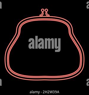 Porte-monnaie néon rouge couleur vecteur illustration plate style lumière image Illustration de Vecteur