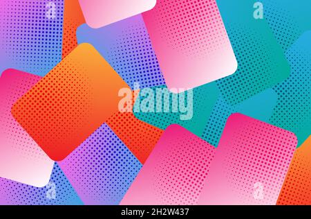 Formes vectorielles demi-tons colorées abstraites sur fond ombré Illustration de Vecteur