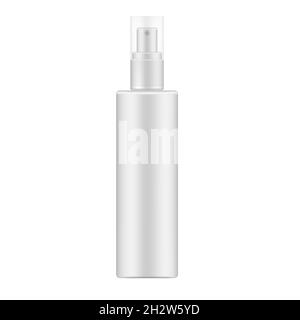 Vaporisateur cosmétique blanc à fine brume avec couvercle transparent, maquette réaliste.Contenant de pompe de produit de beauté, maquette de vecteur Illustration de Vecteur