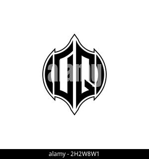 DQ Monogram logo lettre avec ligne de gemmotérique forme arrondie style design sur fond isolé, shiled lettre monogramme Illustration de Vecteur