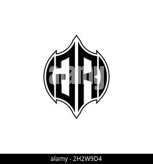 GR Monogram logo lettre avec ligne de gemmotérique design de style arrondi sur fond isolé, shiled lettre monogramme Illustration de Vecteur