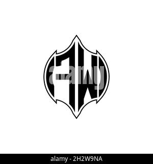 FW Monogram logo lettre avec ligne de gemmotérique forme arrondie style design sur fond isolé, shiled lettre monogramme Illustration de Vecteur