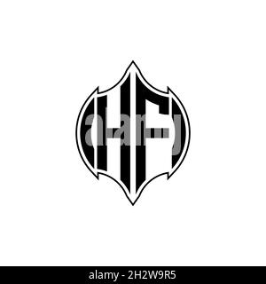 Logo HF Monogram lettre avec ligne de gemmotérique style de forme arrondie sur fond isolé, lettre de monogramme en relief Illustration de Vecteur