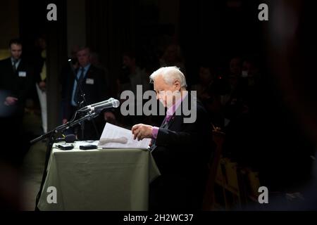 Moscou, Russie.2 septembre 2015 l'acteur russe Fanous, directeur artistique Oleg Pavlovich Tabakov ouvre la saison théâtrale du Théâtre d'art de Moscou Chekhov dans l'année de son 80e anniversaire à Moscou, en Russie Banque D'Images