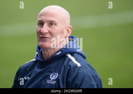 Featherstone, Royaume-Uni.24 octobre 2021.Nathan Graham entraîneur en chef de l'Écosse avant la Rugby League International Jamaïque contre l'Écosse au Millenium Stadium, Featherstone, Royaume-Uni crédit: Dean Williams/Alamy Live News Banque D'Images