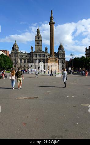 George Square, Glasgow, Écosse, un jour ensoleillé à la mi-septembre. Banque D'Images