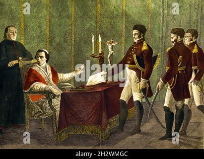 Le pape Pie VII ne souscrit pas à la renonciation de ses États (emprisonnement de Pie VII et annexion à la France (Napoléon a enlevé un pape après la mort d'un autre Pie VI en captivité, alors que son successeur à lui le pape Pie VII a été détenu en otage pendant cinq ans). 251st Pape de l'Église catholique, Italie, Italien Banque D'Images