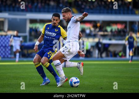 Ciro immobile (SS Lazio) en action pendant Hellas Verona FC vs SS Lazio, football italien série A match à Vérone, Italie, octobre 24 2021 Banque D'Images