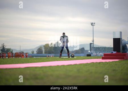 Misano, Italien.24 octobre 2021.24.10.2021, Misano World circuit Marco Simoncelli, Misano, Grand Prix de Saint-Marin 2021, dans le film champion du monde 2021 Fabio Quartararo (FRA # 20), Monster Energy Yamaha MotoGP/dpa/Alamy Live News Banque D'Images