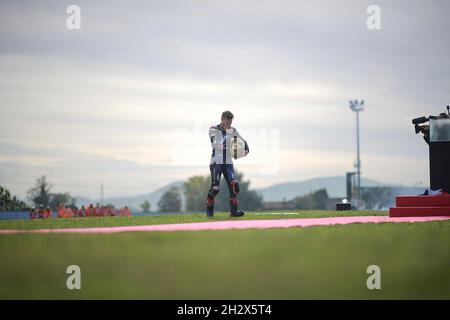 Misano, Italien.24 octobre 2021.24.10.2021, Misano World circuit Marco Simoncelli, Misano, Grand Prix de Saint-Marin 2021, dans le film champion du monde 2021 Fabio Quartararo (FRA # 20), Monster Energy Yamaha MotoGP/dpa/Alamy Live News Banque D'Images