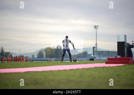 Misano, Italien.24 octobre 2021.24.10.2021, Misano World circuit Marco Simoncelli, Misano, Grand Prix de Saint-Marin 2021, dans le film champion du monde 2021 Fabio Quartararo (FRA # 20), Monster Energy Yamaha MotoGP/dpa/Alamy Live News Banque D'Images