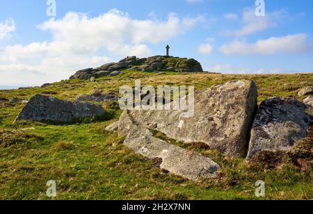 Widgery Cross un point de repère sur Brat Tor Dartmoor Devon commémorant le Jubilé d'or de la reine Victoria en 1887 Banque D'Images