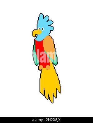 Parrot pixel art pixellisé parlant oiseau pour pirate 8 bits. Illustration vectorielle Illustration de Vecteur