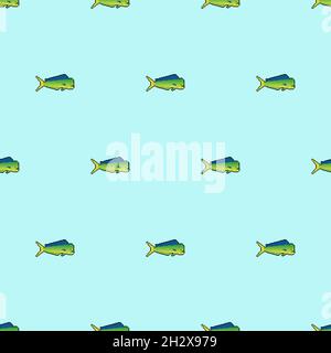 Dorado Fish pixel art motif sans couture.Mahi Mahi pixelated 8 bits. Texture vectorielle Illustration de Vecteur