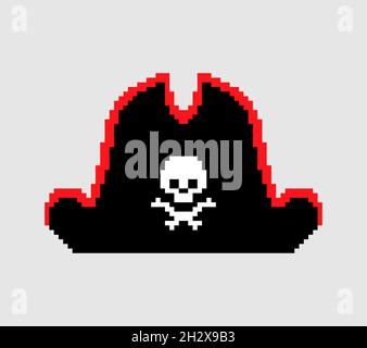 Pirate Hat pixel art pixellisation bouchon 8 bits. Illustration vectorielle Illustration de Vecteur