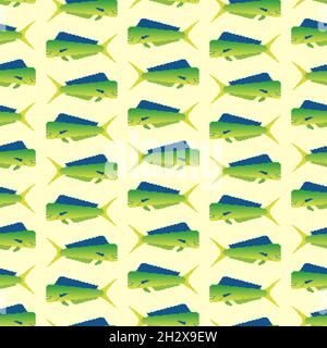 Dorado Fish pixel art motif sans couture.Mahi Mahi pixelated 8 bits. Texture vectorielle Illustration de Vecteur