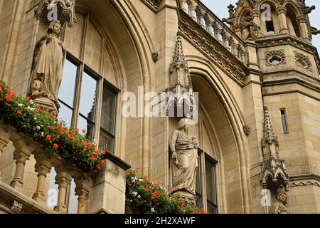 Hôtel de ville de Braunschweig, Basse-Saxe, Allemagne.Hôtel de ville néo-gothique, architecture néo-gothique.Vieille ville de Brunswick, Allemagne. Banque D'Images