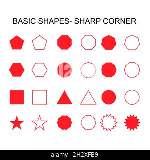 Formes de base - icône de jeu d'angles vifs, collection géométrique vectorielle. Illustration vectorielle signe isolé sur fond blanc . Illustration de Vecteur