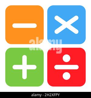 Plus, moins, multipliez et devide vers le symbole mathématique, l'icône mathématique de l'éducation, l'élément web vecteur illustration design . Illustration de Vecteur