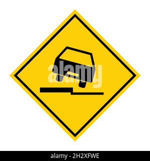 Icône de danger routier, panneau de signalisation routière, illustration du vecteur de signalisation routière, véhicule d'avertissement . Illustration de Vecteur