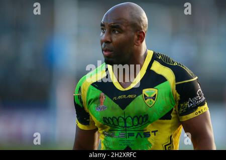 Featherstone, Royaume-Uni.24 octobre 2021.Millennium Stadium, Post Office Road, Featherstone, West Yorkshire, 24 octobre 2021.Rugby League internationale de rugby en Jamaïque contre l'Ecosse Rugby League Michael Lawrence de la Jamaïque Rugby League.Crédit : Touchlinepics/Alamy Live News Banque D'Images