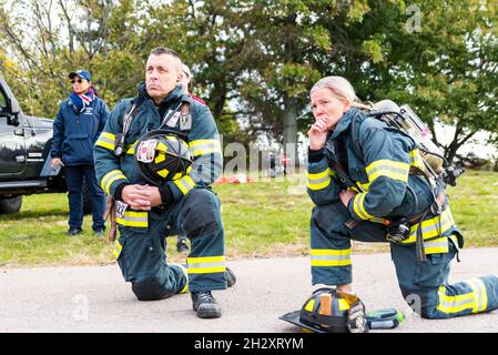 23 octobre 2021.Premier tunnel annuel vers Towers Boston 5k Run & Walk, pour honorer et soutenir les premiers intervenants et les militaires. Banque D'Images