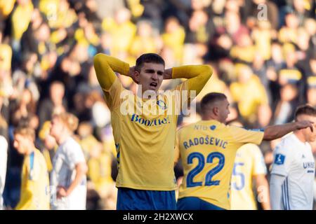 Broendby, Danemark.24 octobre 2021.Mikael Uhre (11) de Broendby SI on le voit pendant le match 3F Superliga entre Broendby IF et le FC Copenhague à Broendby Stadion à Broendby.(Crédit photo : Gonzales photo/Alamy Live News Banque D'Images