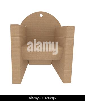 Rendu 3D - image haute résolution de la chaise carton ondulé isolé sur fond blanc, détails de haute qualité Banque D'Images