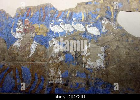 Peintures murales d'Afrasiab, peintures des Ambassadeurs, Musée d'Afrasiab, Afrosiyob-Samarqand shahar tarixi muzeyi, Samarkand, Ouzbékistan, Asie centrale Banque D'Images