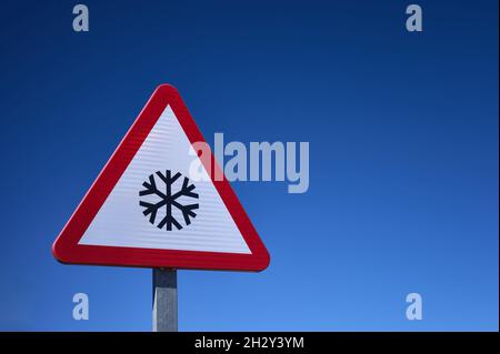 signal d'avertissement de neige ou de glace Banque D'Images