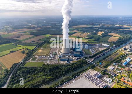 Vue aérienne des installations de la centrale électrique et des tours d'échappement de la centrale thermique combinée au charbon Datteln 4 uniper Kraftwerk im Löringhof a Banque D'Images