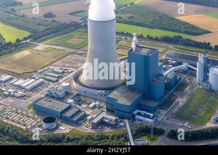 Vue aérienne des installations de la centrale électrique et des tours d'échappement de la centrale thermique combinée au charbon Datteln 4 uniper Kraftwerk im Löringhof a Banque D'Images