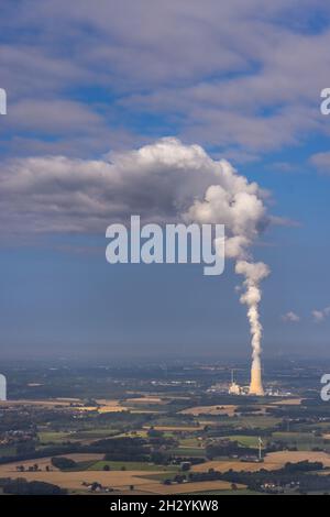 Vue aérienne des installations de la centrale électrique et des tours d'échappement de la centrale thermique combinée au charbon Datteln 4 uniper Kraftwerk im Löringhof a Banque D'Images