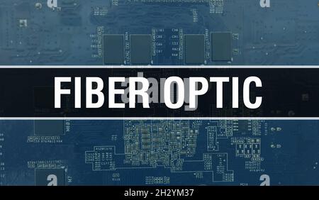 Fibre optique avec technologie carte mère numérique.Fibre optique et carte de circuit informatique technologie matérielle informatique électronique carte mère Digital CH Banque D'Images