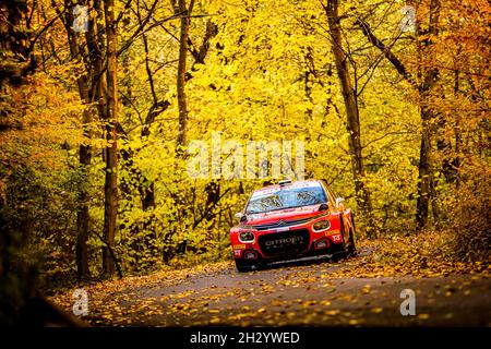 Nyiregyhaza, Hongrie, 24/10/2021, 06 OSTBERG Mads (NOR), ERIKSEN Torstein (NOR), TRT Citroën Rally Team Hongrie, Citroën C3, action pendant le rallye 2021 FIA ERC Hongrie, 7e tour du Championnat européen de rallye 2021 FIA, du 21 au 24 octobre 2021 à Nyaregyhaza, Hongrie - DPPI / photo de Basx Banque D'Images