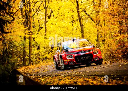 Nyiregyhaza, Hongrie, 24/10/2021, 06 OSTBERG Mads (NOR), ERIKSEN Torstein (NOR), TRT Citroën Rally Team Hongrie, Citroën C3, action pendant le rallye 2021 FIA ERC Hongrie, 7e tour du Championnat européen de rallye 2021 FIA, du 21 au 24 octobre 2021 à Nyaregyhaza, Hongrie - DPPI / photo de Basx Banque D'Images