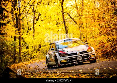 Nyiregyhaza, Hongrie, 24/10/2021, 08 GRYAZIN Nikolay (RUS), ALEKSANDROV Konstantin (RUS), Nikolay Gryazin, Volkswagen Polo GTI R5, action lors du rallye FIA 2021 Hongrie, 7e tour du championnat européen de rallye FIA 2021, du 21 au 24 octobre 2021, à Nyregyza, DPIV / Basin, Hongrie Banque D'Images