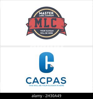 Entreprise industrielle emblème Vintage badge initiales texte logo design Illustration de Vecteur