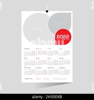 12 mois 12 pages 2022 conception de calendrier mural pour un usage personnel ou tout type d'utilisation Illustration de Vecteur