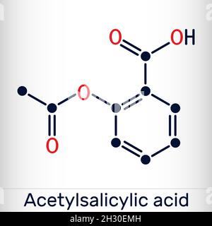 Acide acétylsalicylique, aspirine, molécule d'AAS.Il est salicylate, analgésique et antipyrétique médicament utilisé pour traiter la douleur, la fièvre, l'inflammation.Squelette Illustration de Vecteur