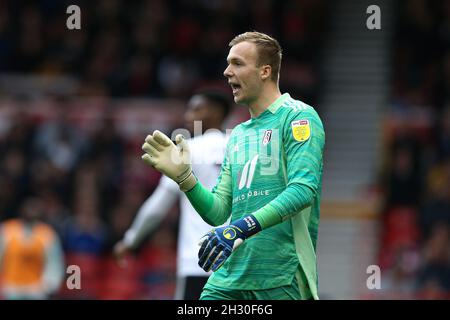 Nottingham, Angleterre, le 24 octobre 2021.Marek Rodak de Fulham pendant le match de championnat Sky Bet au City Ground, Nottingham.Crédit photo devrait lire: Isaac Parkin / Sportimage Banque D'Images