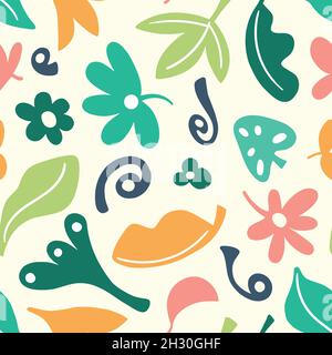 Motif abstrait de feuilles et de fleurs tropicales.Illustration vectorielle sans couture de la nature, élément de design moderne et tendance. Illustration de Vecteur