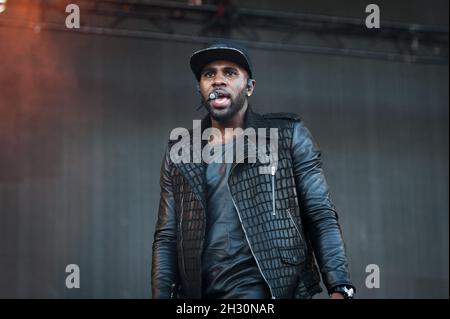 Jason Derulo joue en direct sur scène le deuxième jour du V Festival 2014, Hylands Park - Chelmsford Banque D'Images