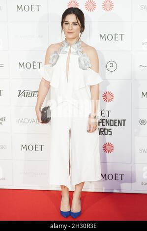 Phoebe Fox arrive aux Moet British Independent film Awards, au Old Billingsgate Market - Londres Banque D'Images