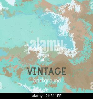 Fond vectoriel vintage.Grince la texture de l'ancien papier.Bleu et vert. Illustration de Vecteur