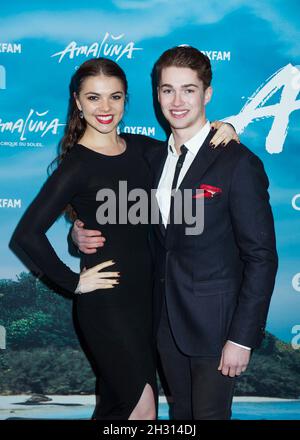 Chloe Hewitt et AJ Pritchard assistent à la soirée d'ouverture de l'Amaluna du Cirque du Soleil au Royal Albert Hall de Londres.Date de la photo: Jeudi 12 janvier 2017 Banque D'Images