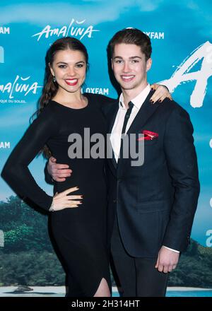 Chloe Hewitt et AJ Pritchard assistent à la soirée d'ouverture de l'Amaluna du Cirque du Soleil au Royal Albert Hall de Londres.Date de la photo: Jeudi 12 janvier 2017.Le crédit photo devrait se lire : Â© DavidJensen/EMPICS Entertainment Banque D'Images